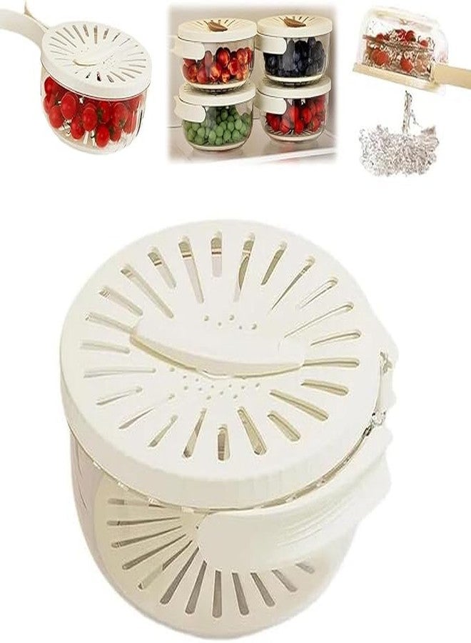 VYOM TRADING 2 in 1 Drainer and Strainer, Draining Basket with Lid, Multifunctional Fruit Vegetable Washing Basket, Drainer with Foldable Handle, Kitchen Colander Bowl Set for Fruit Vegetable Noodle - Image 1